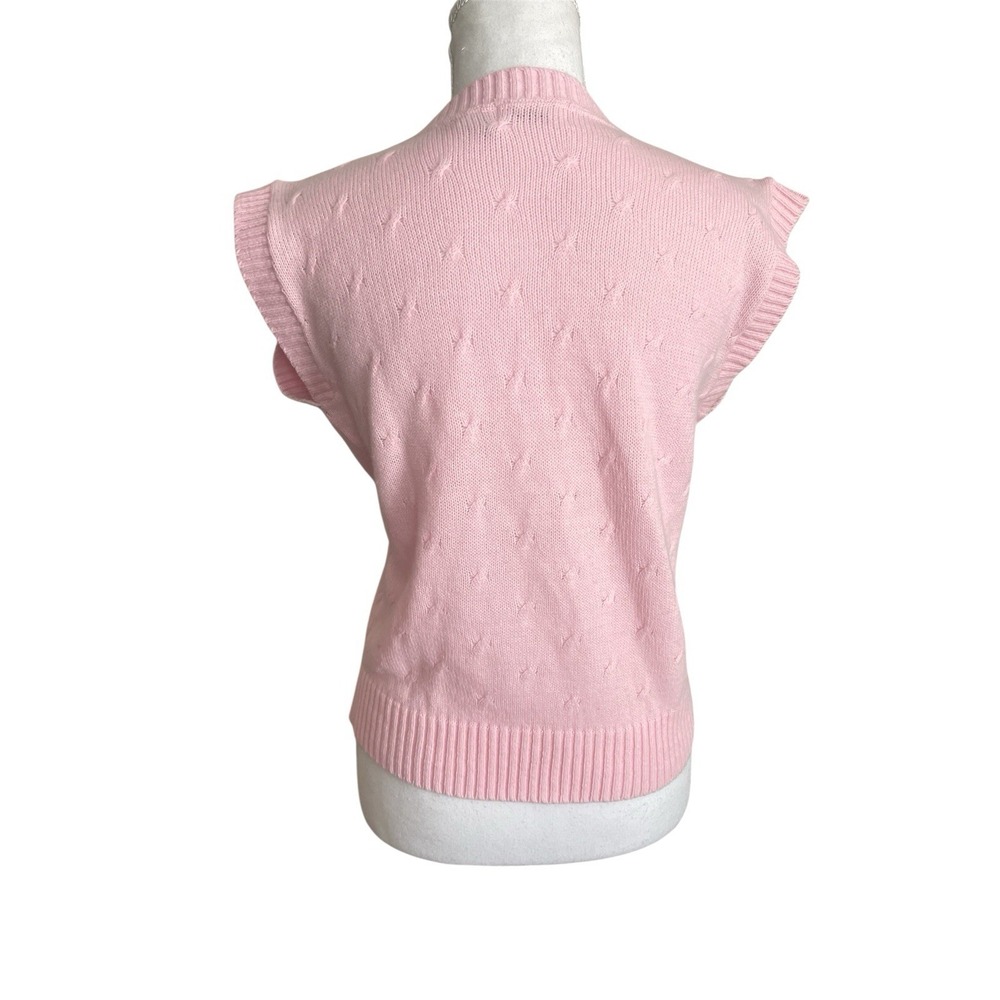 Women's Vintage Honors Pink Sweater Vest Sz M 80s Made In USA Preppy‎ Academia - Picture 8 of 11